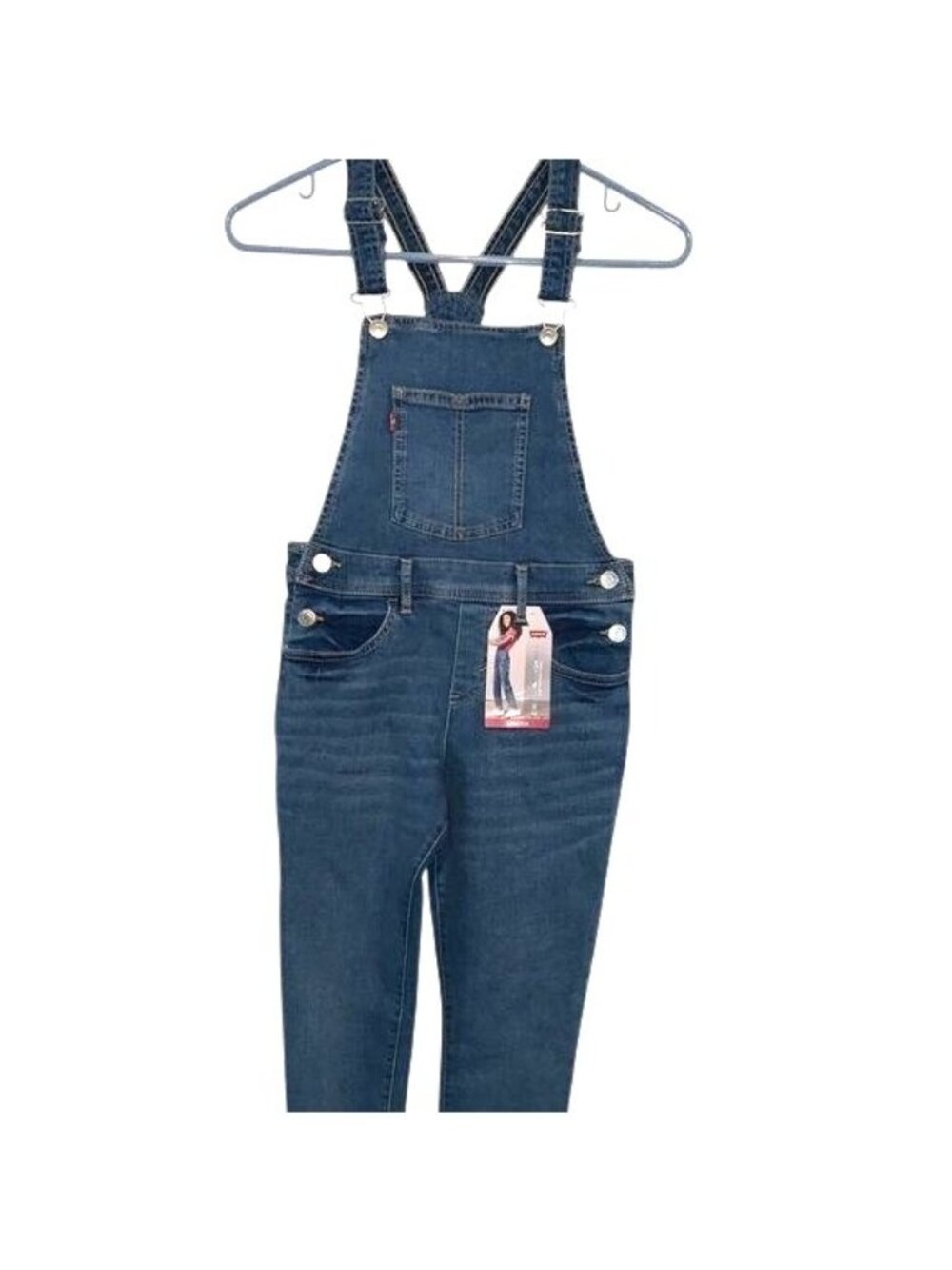 Levis Girls Denim Overalls Blue 12 Reg Adjustable Straps Front Pocket Button Clo